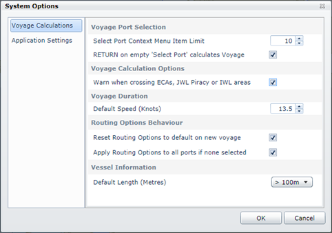 System Options Voyage Calculations