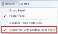 Ports Data Grid Options Menu