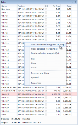 Route Editing - Editor Waypoints Grid